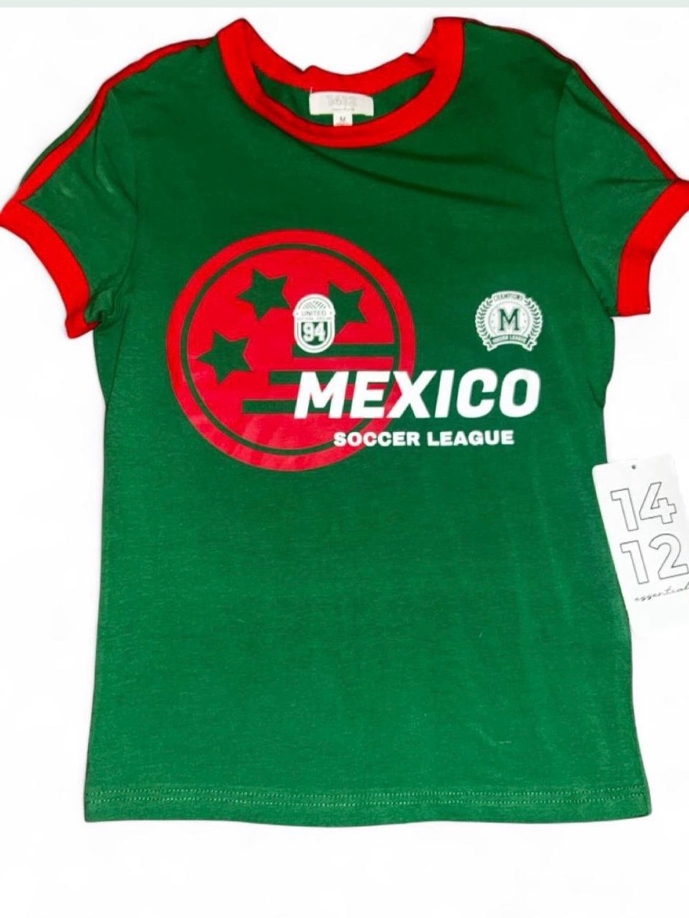 Mexico Soccer League Short Sleeve Tee - Green with Red Trim